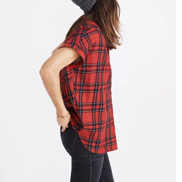 Madewell Central Shirt in Dahl Plaid Red XS - Picture 2 of 14